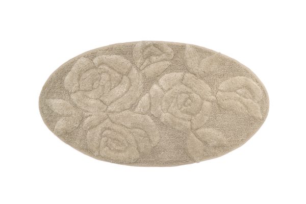 tappeto bagno ovale rose beige