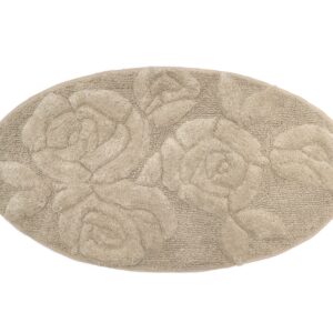 tappeto bagno ovale rose beige